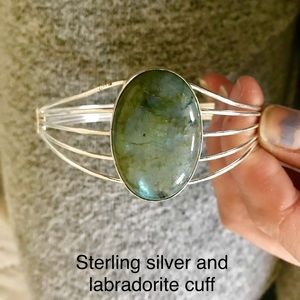 Sterling silver and labradorite cuff bracelet